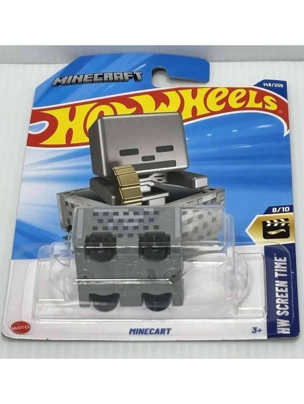 Hot Wheels Minecraft Skeleton Minecart HW Screen Time 8/10 Grey 144/250